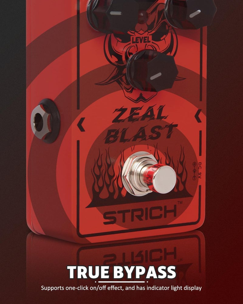 STRICH ZEAL BLAST Boost Guitar Pedal, Enhance Your Guitar Bass Sound with 2-Band Low/High Adjustment, True Bypass for Electric Guitar, Red and Black - Image 5